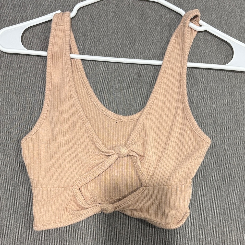 Beige Knotted Women's Crop Top